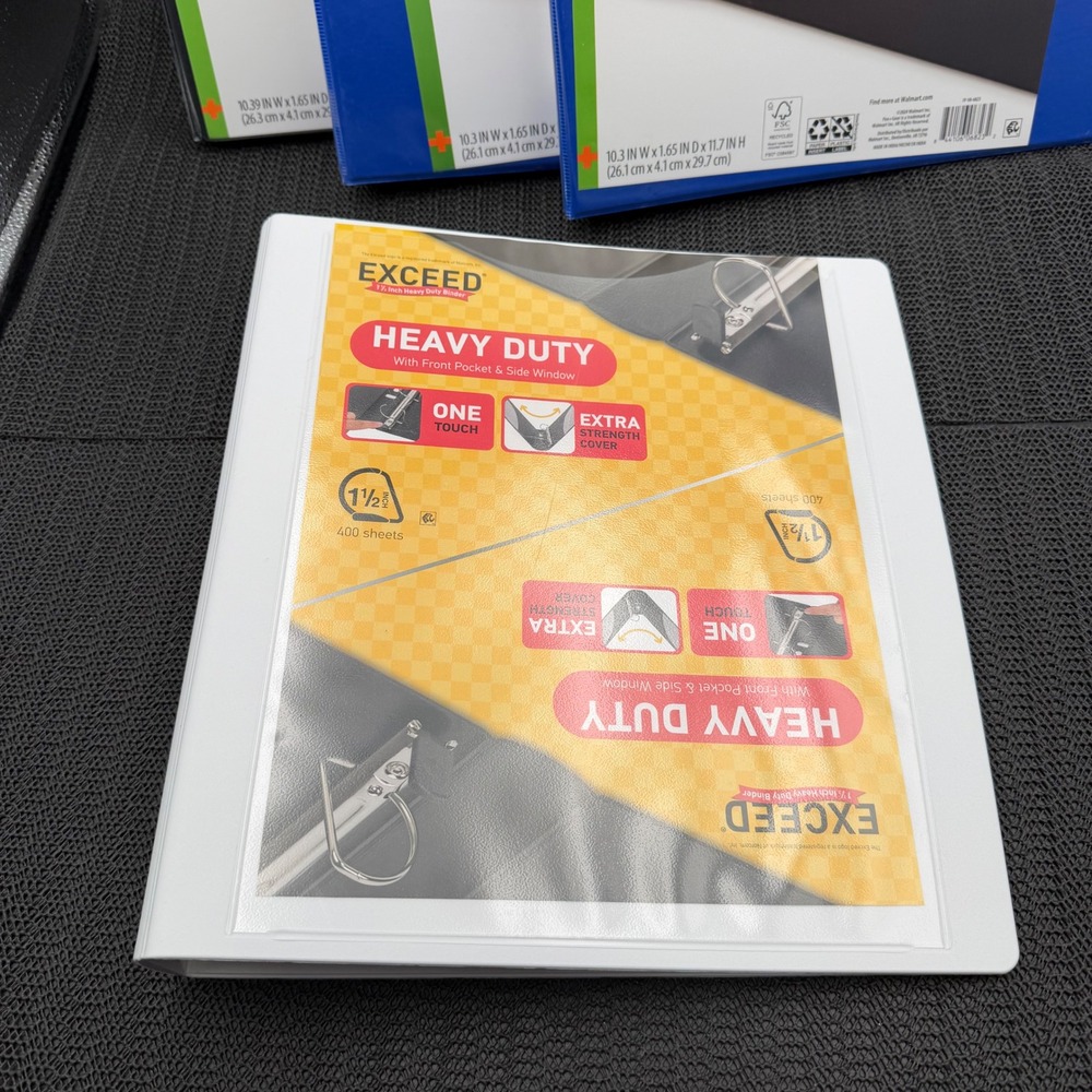 Pen+Gear and Exceed 3-Ring Binder Lot Blue Black White 1 inch 1.5 inch D-Ring